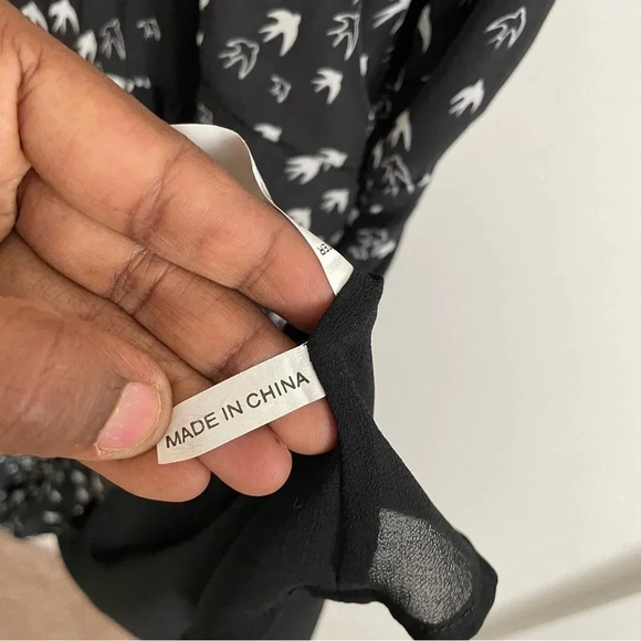 Hazel Dress Midi Bird Print L Whimsigoth Fairy Grunge Boho Cottagecore Peasant - Picture 5 of 7